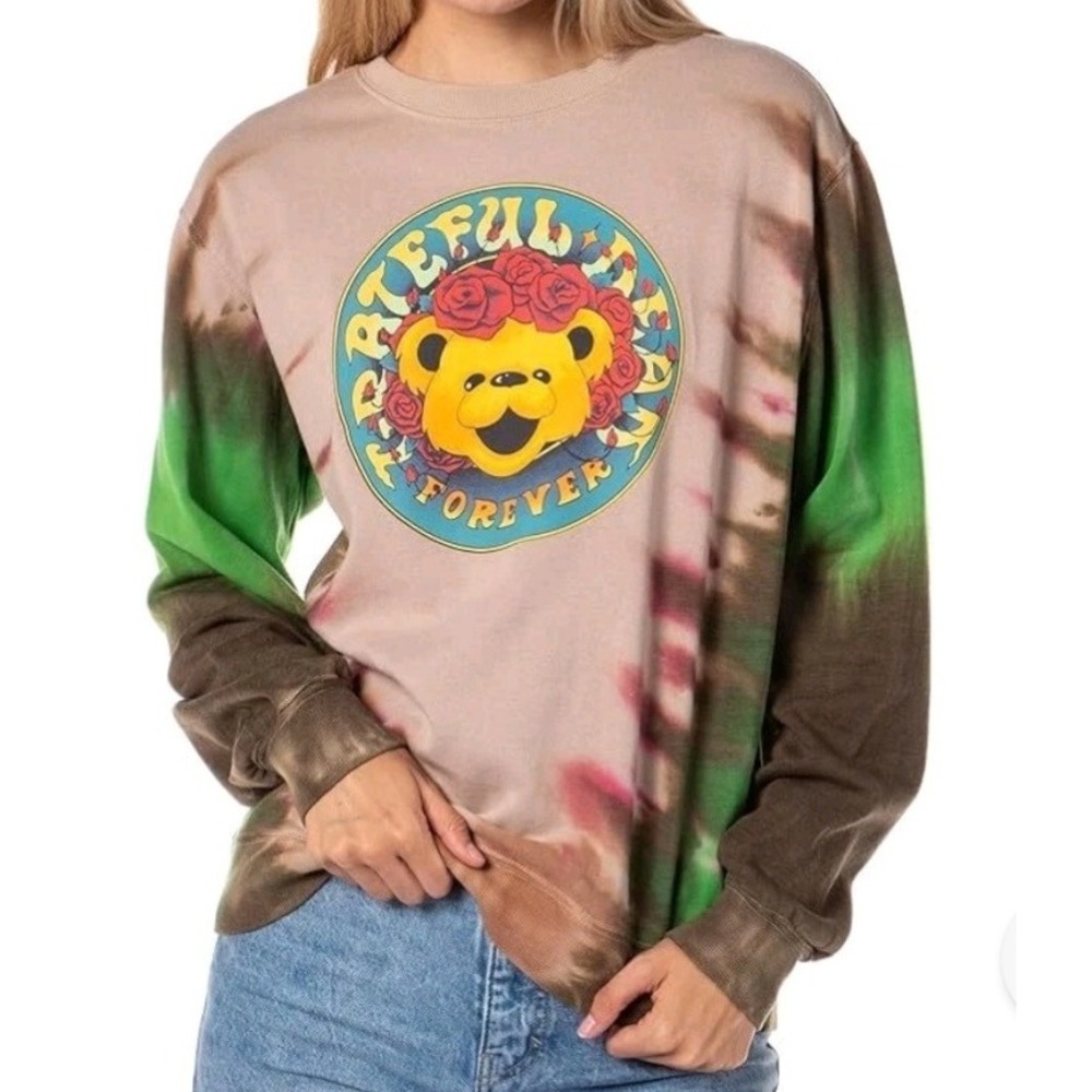 Grateful Dead Tie Dye Sweatshirt Dancing‎ Bear Roses Forever Graphic Size S Band